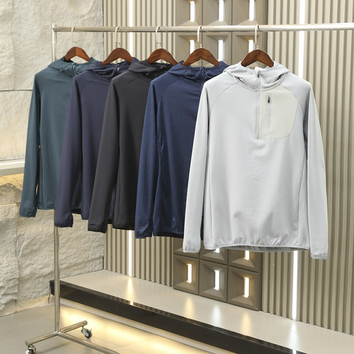 DL H00dy系列 科技面料+方格暖绒 3D立裁 男士半拉链连帽抓绒卫衣