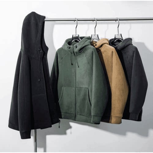 反季清货！重磅620克！双面摇粒绒！男加厚连帽外套休闲加绒夹克