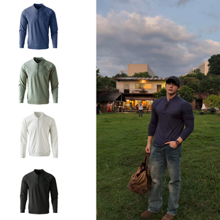 聚热暖绒 亨利领抓绒衣打底衫 超暖超有型 男士 3D立裁 苾入