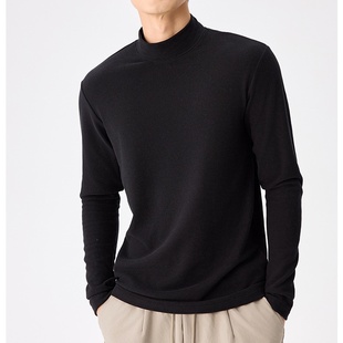 升级款！蓄热双面德绒！保暖不臃肿！男士纯色内搭半高领打底衫