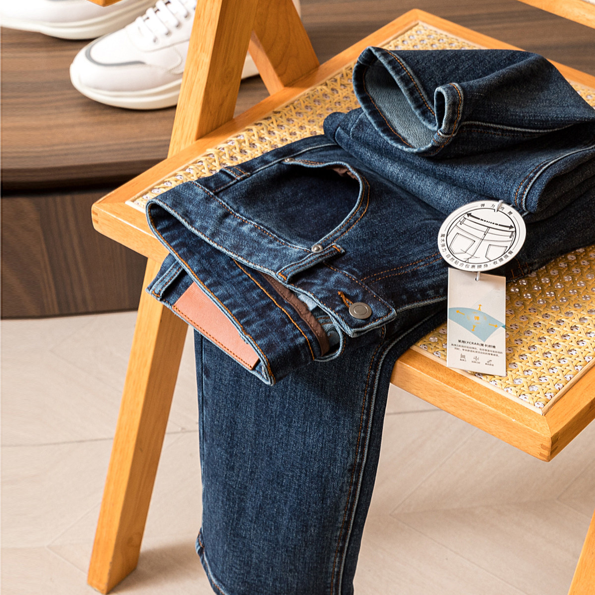 柜6400！经典丹宁水洗！柔软高弹！秋季新款男士时尚直筒牛仔长裤