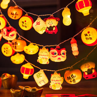 新年装饰2026春节马年气氛灯福字灯笼小彩灯闪灯串灯饰过年氛围灯