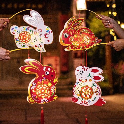 新年兔子灯笼diy材料国风花灯