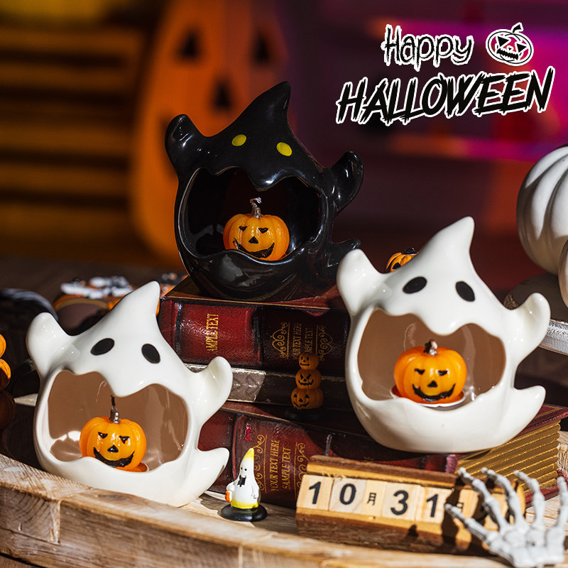 万圣节装饰可爱鬼烛台幽灵南瓜灯摆件儿童幼儿园酒吧场景布置道具