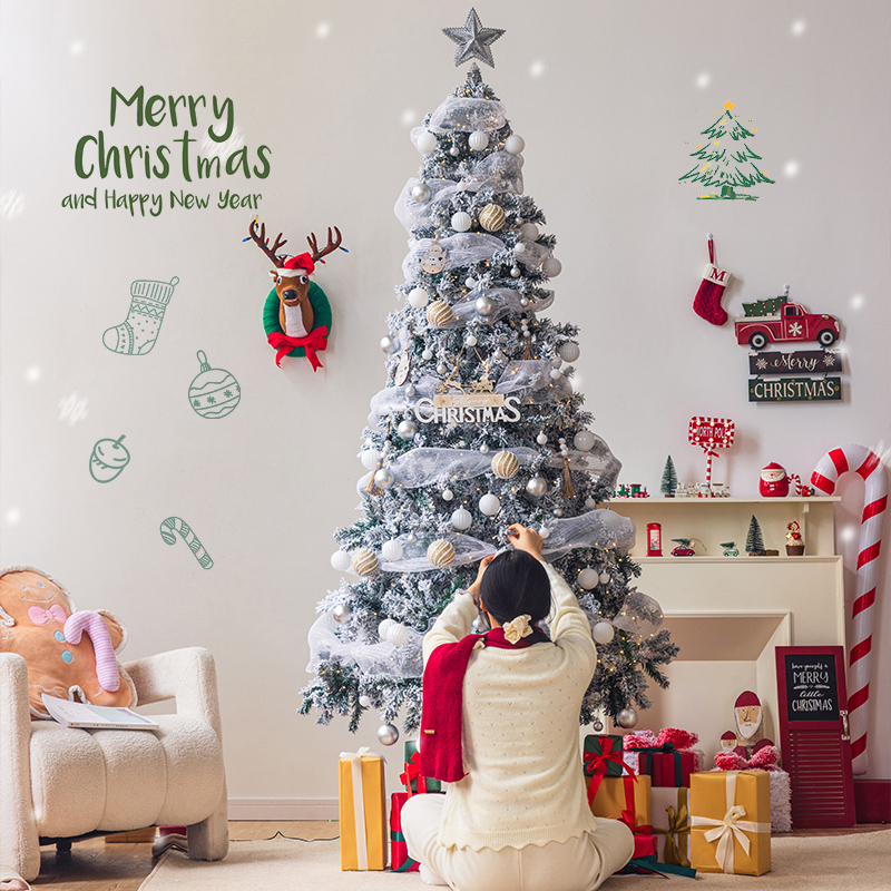 发光植绒圣诞树摆件店铺装饰品