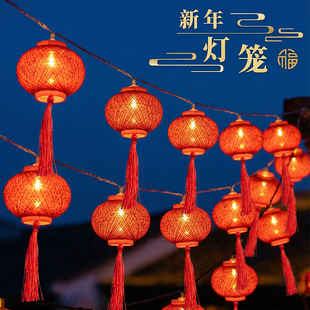 2026春节阳台装饰过年新年小灯笼灯串挂饰家用户外庭院氛围彩灯带