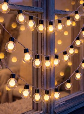 户外露营氛围灯室内彩灯串灯帐篷装饰灯院子栅栏布置圆球灯带LED