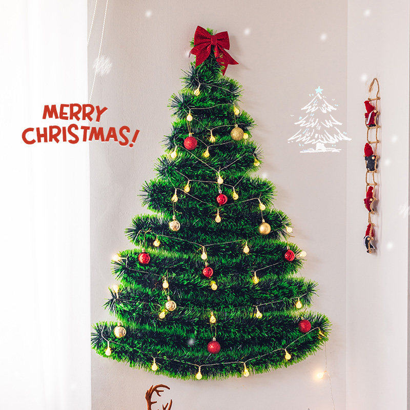 圣诞节墙壁装饰毛条圣诞树套餐发光挂件家用室内装扮道具场景布置