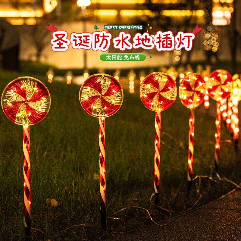 圣诞节老人雪人户外太阳能地插灯