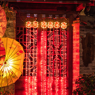 乔迁福袋仿真电子鞭炮灯串发光喜庆春节新年装饰挂件过年氛围布置