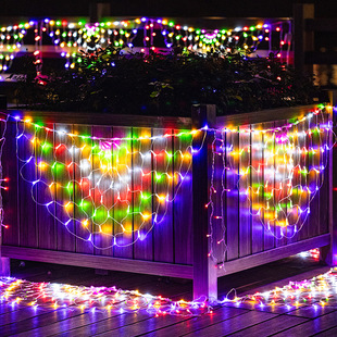 孔雀开屏网灯户外灯串彩灯带氛围灯防水装饰灯庭院布置流水瀑布灯