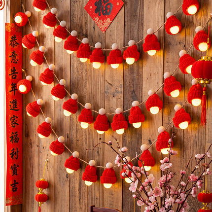 2026新年小红灯笼灯串中式花灯挂饰马年春节户外阳台彩灯led灯带