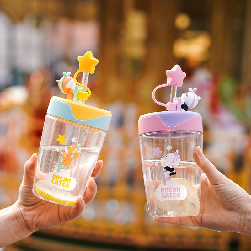 乐扣乐扣儿童吸管杯喝奶杯子小孩可爱饮水杯幼儿园宝宝创意水杯