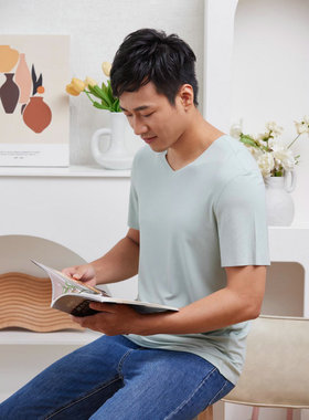 新1系XJ58850新一系男夏季莫代尔棉凉爽无痕圆领打底短袖汗衫t恤