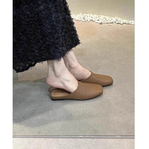 羊皮版~复古编织凉拖鞋女外穿