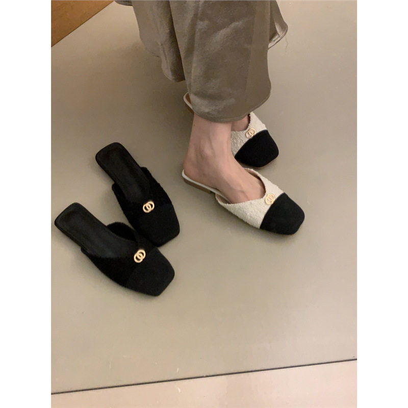 羊皮版！包头低跟半拖鞋女外穿新款法式小香风气质温柔仙女晚晚鞋,女鞋,穆勒鞋,淘宝优惠券,粉丝福利购,淘宝优惠卷