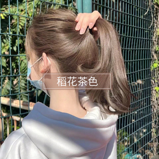 稻花茶色染发膏女纯奶茶植物黑茶色奶茶灰棕色天然无刺激染发剂男