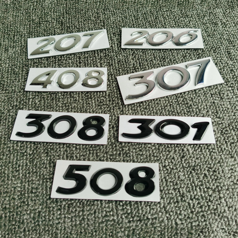东风标致308 301 508 408数字尾标后备箱字标peugeot英文字母标贴