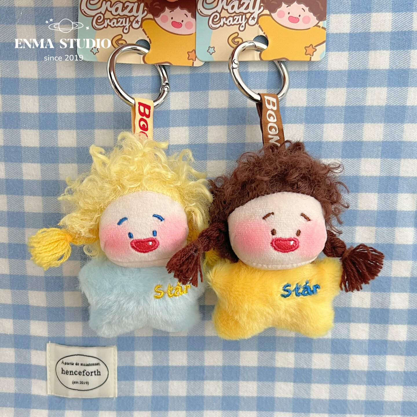 ENMA STUDIO可爱炸毛星星疯娃毛绒包挂件卷发小玩偶丑萌书包挂饰