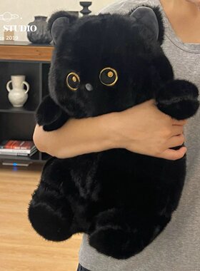 ENMA STUDIO可爱儿童玩具胖墩黑猫毛绒公仔抱睡娃娃玄猫玩偶礼物