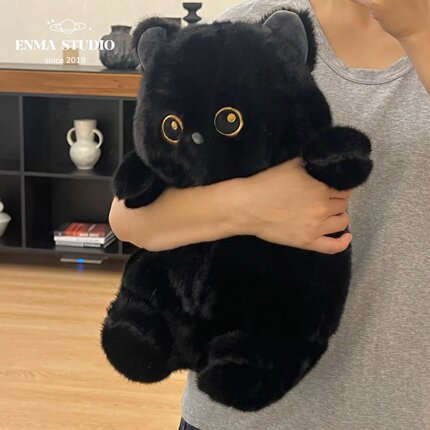 ENMA STUDIO可爱儿童玩具胖墩黑猫毛绒公仔抱睡娃娃玄猫玩偶礼物