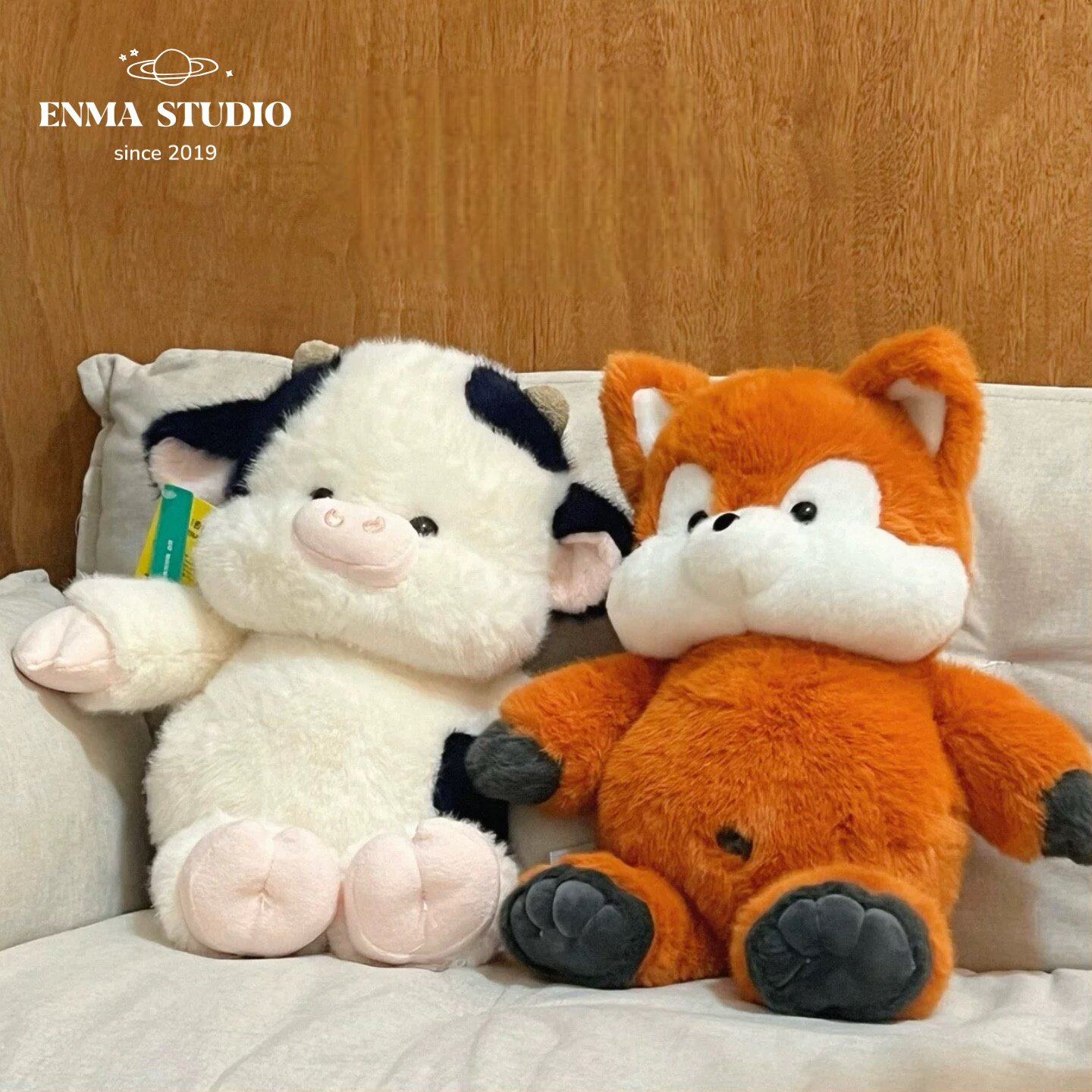 ENMA STUDIO跑跑奶牛毛绒玩具可爱胖墩狐狸公仔女生抱睡玩偶礼物