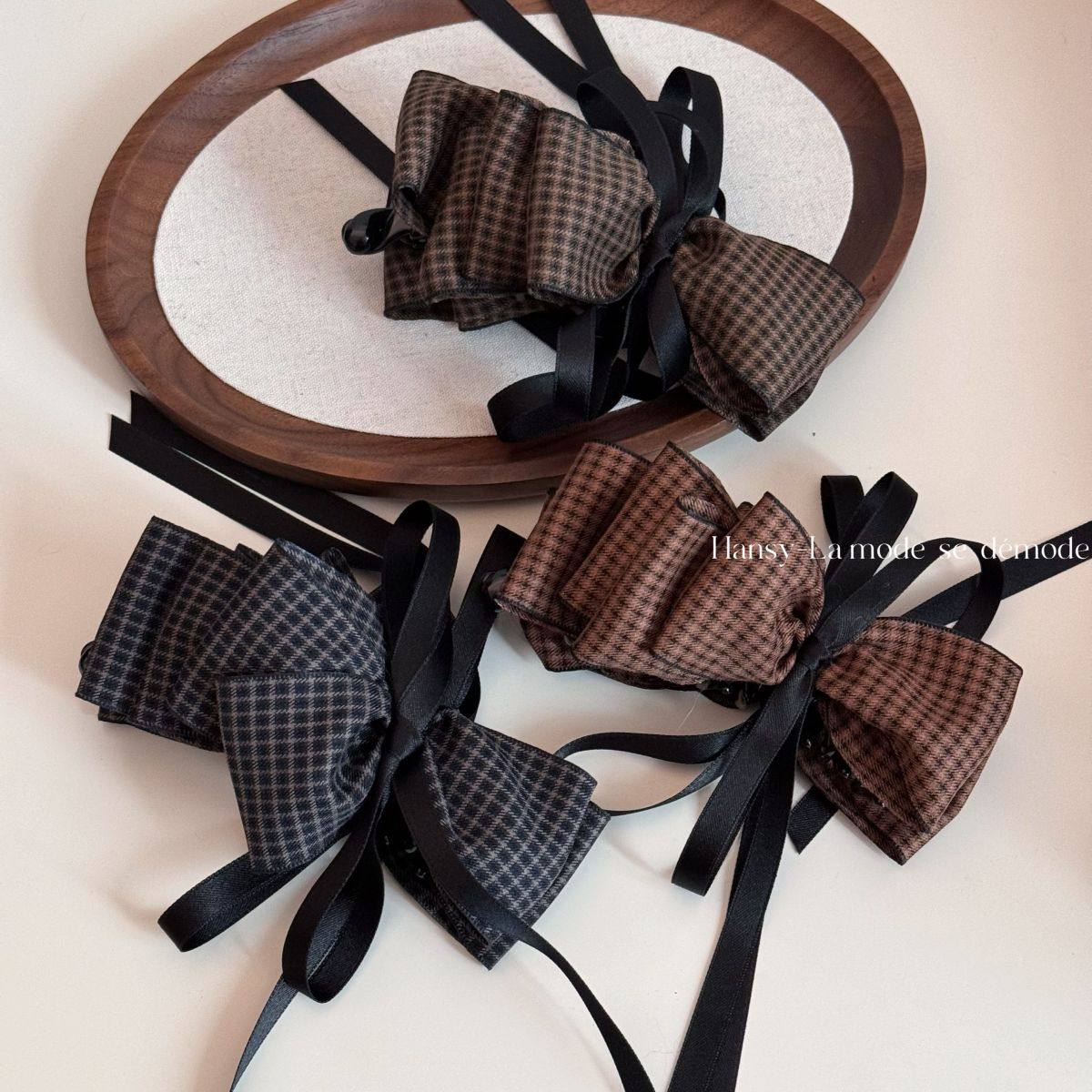 织带格纹蝴蝶结发夹高级感精致女后脑勺香蕉夹大号复古扭扭夹头饰,饰品/流行首饰/时尚饰品新,民族风发饰,淘宝优惠券,粉丝福利购,淘宝优惠卷