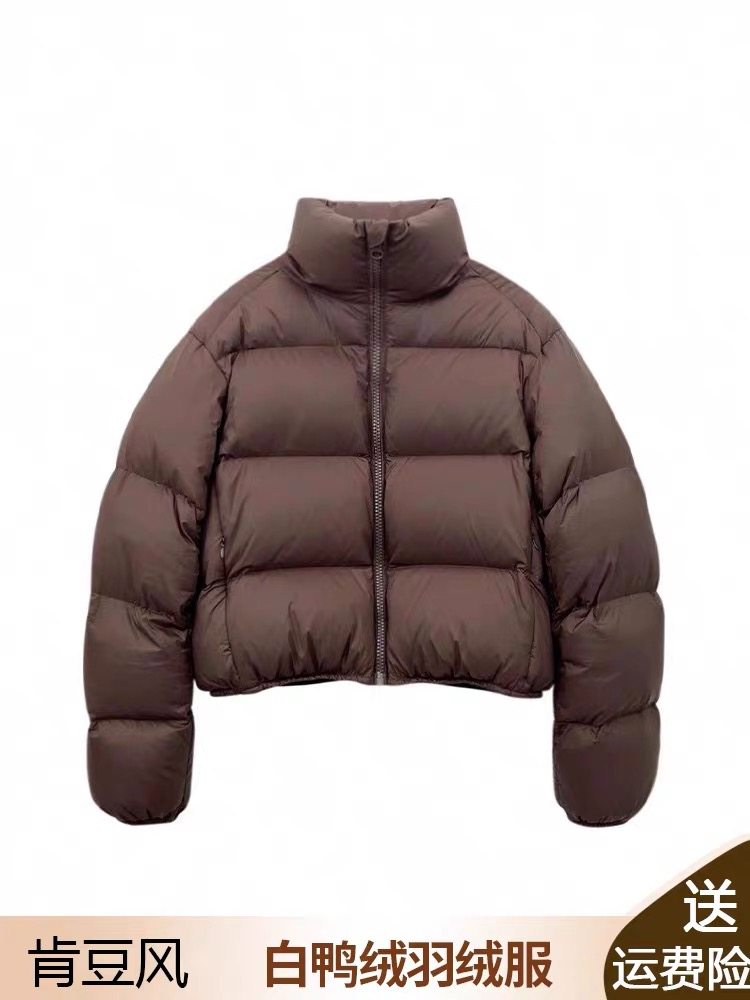 肯豆短款羽绒服女2025年冬季新款加厚小个子90白鸭绒面包服外套