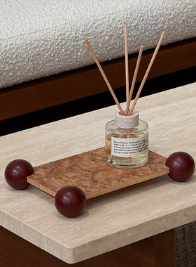 AIYUU LIVING中古香薰托盘木制蜡烛盘玄关边柜氛围感轻奢装饰摆件