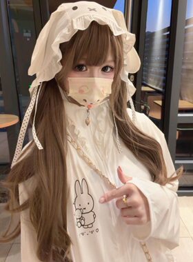 【日常酱】软萌妹立体兔耳花边拼接防晒女米兔新款遮阳外套上衣