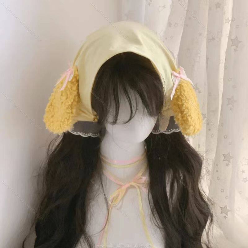 超甜!!Lolita配饰饼饼法式田园头巾女蕾丝海边百搭丝巾发带绑发