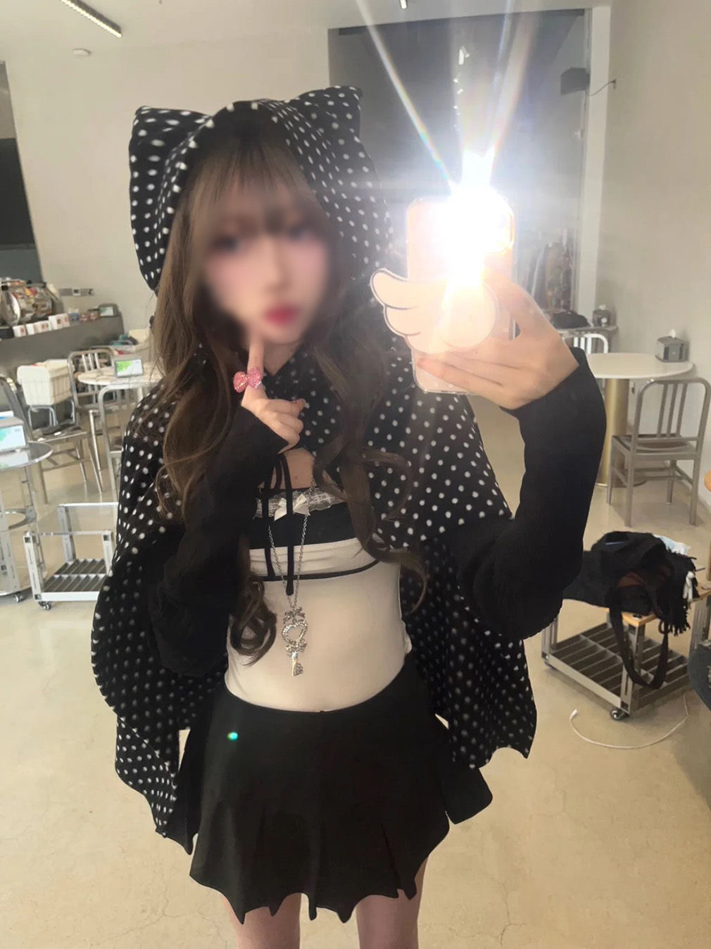 爆款高颜值波点猫披肩连帽斗篷旅行短外套办公室睡觉神器便携女