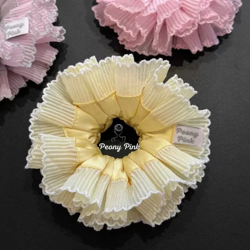 Peony Pink芍药粉·春日tutu蕾丝双层超大花边发圈重工高级大肠圈