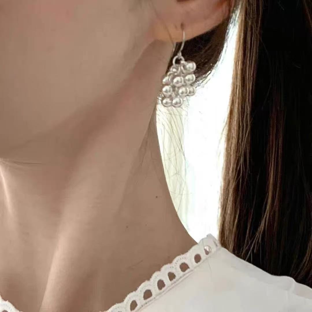 韩国ins earlobe东大门金属圆球葡萄流苏耳环耳钉耳坠耳饰耳钩ins