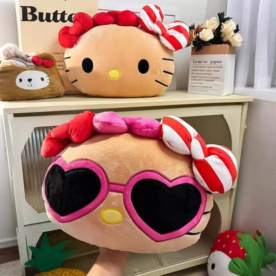 黑皮kitty可爱抱枕毛绒公仔宿舍靠背垫汽车抱枕生日礼物沙发靠枕