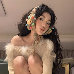 耳套保暖可爱猫护耳冬季耳包男女ins针织可爱KT耳罩复古毛线帽