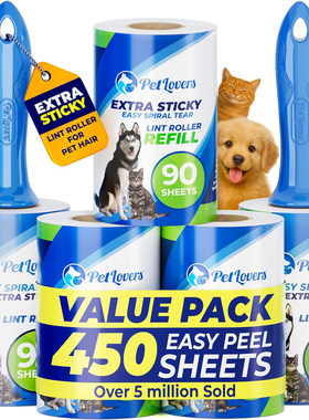 美国洛杉矶直邮PetLovers超级粘性毛发去除滚筒宠物毛发衣物狗猫