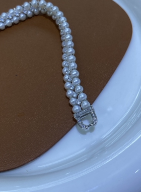 天然珍珠手链女新款爆款高级感百搭手饰显气质小珍珠双层设计手环