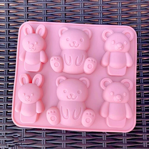 Кролик, пищевой силикон, силиконовая форма, с медвежатами