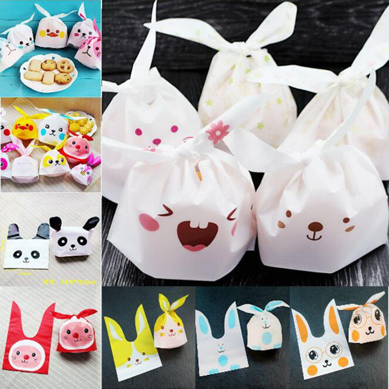 迷你萌兔兔 可爱白色兔耳朵小袋子 饼干点心巧克力袋蛋糕糖果袋