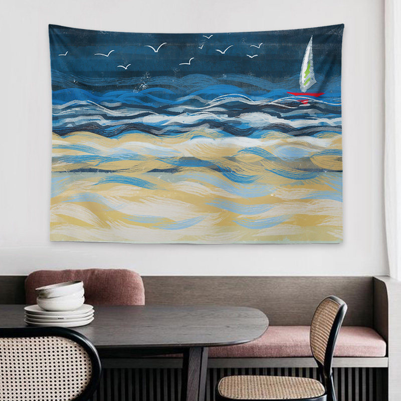 田园油画ins背景布网红拍照大挂布绒布客厅床头装饰挂毯宿舍挂画