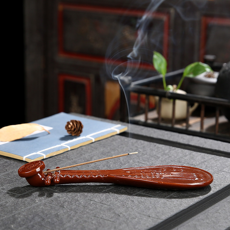 辉道 陶瓷香炉线香香插 禅意家用卧香炉 居室创意香座复古点香器