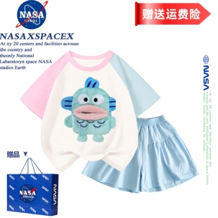 NASA联名小丑鱼抽纸纯棉T恤男女童设计感儿童装阿呆随身带纸衣服