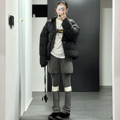 韩版复古抽绳绵羊毛针织加厚短裤