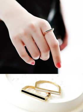 黑白分明韩国百搭戒指现货个性女
