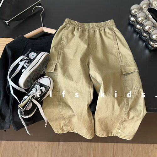 儿童2025秋季新款韩版工装裤男女童百搭休闲束脚裤宝宝长裤潮
