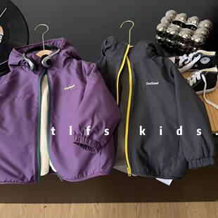 儿童2025秋冬季新款韩版纯加绒连帽外套男女童百搭休闲宽松上衣潮