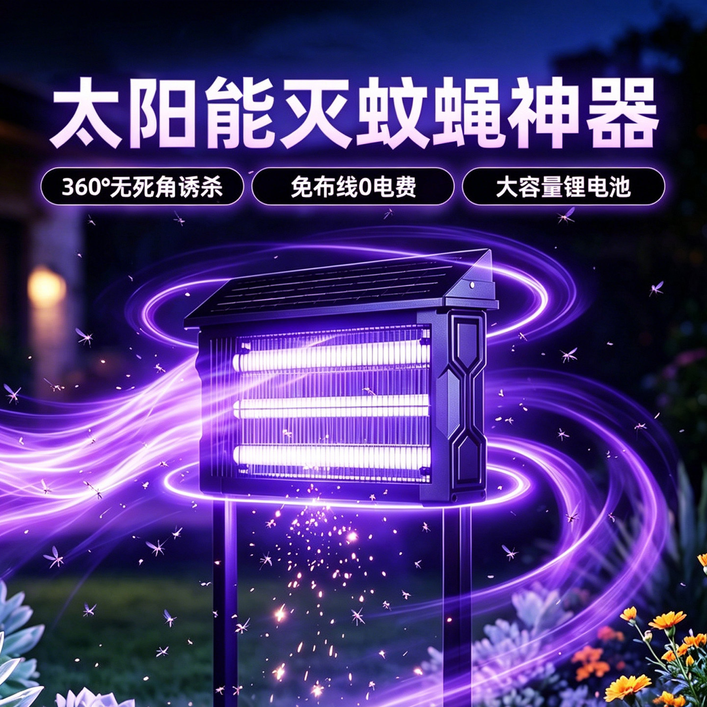 太阳能户外庭院驱蚊灭蝇灯