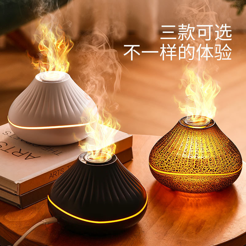 跨境新爆款USB龙珠冰裂火焰香薰机加湿器扩香机空气净化器礼品log