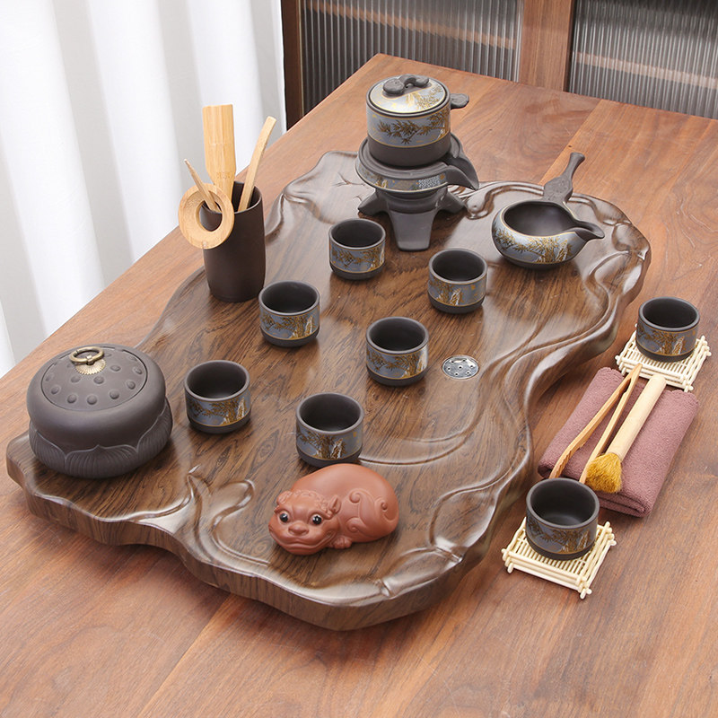 茶盘小型家用客厅整套功夫茶具套装陶瓷紫砂玻璃泡茶台不带电器新